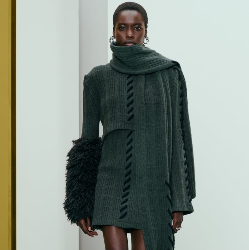 Zara 100% wool knit dress